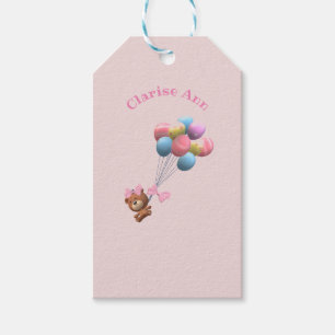 Persoonlijk geluid Beer en ballonnen Baby Bib Cadeaulabel