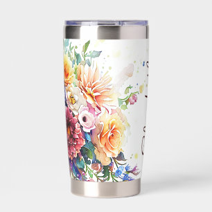 Persoonlijk gemengd bloemenboeket geïsoleerde drinkbeker