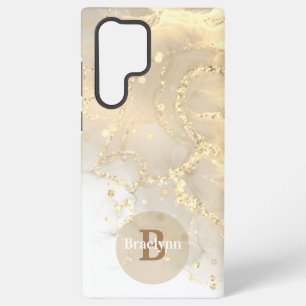 Persoonlijk gemerkte gouden marmer glitters samsung galaxy hoesje
