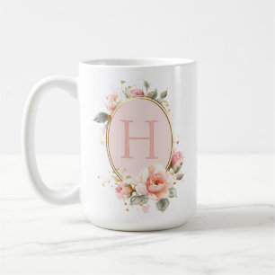 Persoonlijk gemerkte vintage bloemmotief koffiemok