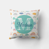 Persoonlijk gemonogrammeerd regenboogkussen kussen (Achterkant)