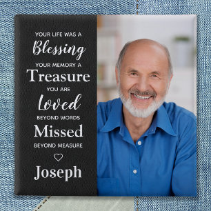 Persoonlijk gepersonaliseerd herdenkingsgedicht Fo Vierkante Button 5,1 Cm