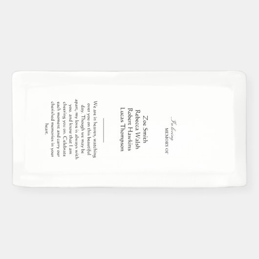 Persoonlijk gereserveerd herdenkingsstofbord spandoek (Horizontaal)