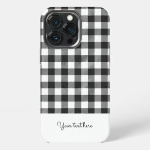 Persoonlijk geruit Gingham Zwart Wit Monogram iPhone 13 Pro Hoesje