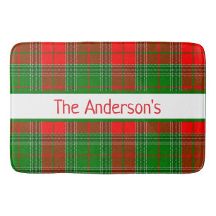 Persoonlijk geruite rode en groene tartan plaid badmat