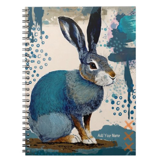 PERSOONLIJK GESCHENK - Blue Art Hare | Notitieboek (Voorkant)