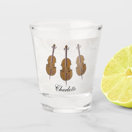 Persoonlijk geschenk cello shot glas (Voorkant)