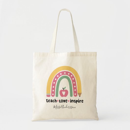 Persoonlijk Geschenk voor Leraar Leer Liefde Inspi Tote Bag (Voorkant)