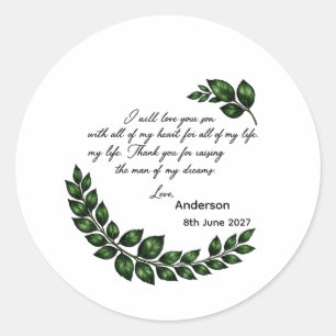 Persoonlijk geschenk voor moeder van de bruidegom  ronde sticker