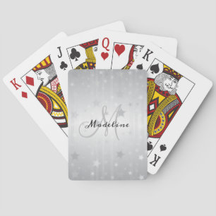 Persoonlijk glanzend zilveren sterrenpatroon pokerkaarten