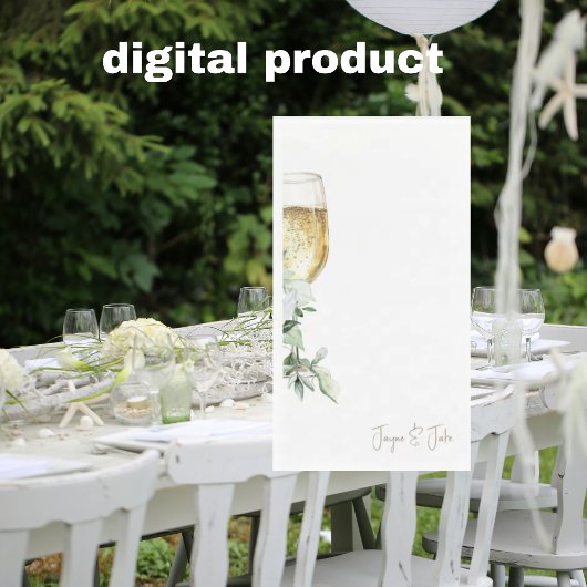 Persoonlijk glas champagne servet