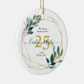 Persoonlijk Gold Greenery 25 Jubileum Keramisch Ornament (Rechts)