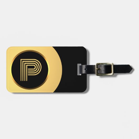 Persoonlijk Gold Monogramed Letter P Bagagelabel (Voorkant horizontaal)