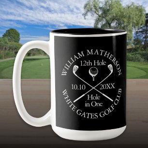 Persoonlijk Golf Hole in One Modern Klassieker Tweekleurige Koffiemok