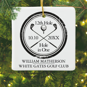 Persoonlijk Golf Hole in One Retro Keramisch Ornam Ornament