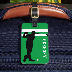 Persoonlijk Golf Mad   Golfer Green Travel Bagagelabel