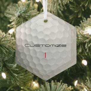 Persoonlijk golfcadeau met eigen naam en nummer glas ornament