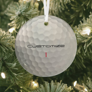 Persoonlijk golfcadeau met eigen naam en nummer glas ornament