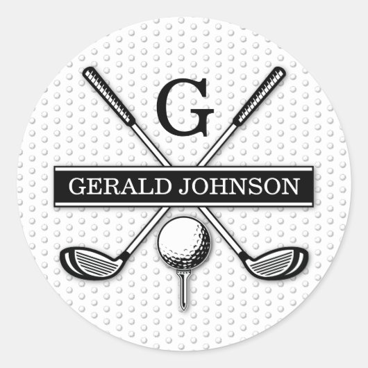 Persoonlijk golfmonogram-ontwerp ronde sticker (Voorkant)