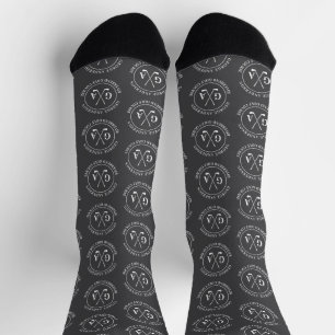 Persoonlijk golfmonogrammotief grijs sokken
