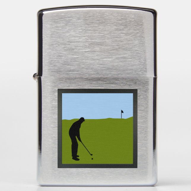 Persoonlijk golfsilhouette Zippo (Voorkant)
