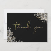 Persoonlijk gotisch zwart en gouden schrift bedankkaart (Voorkant)