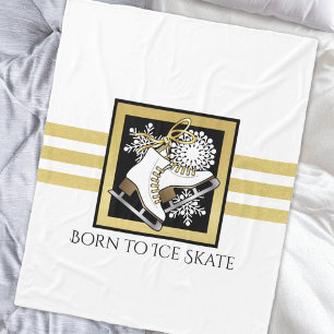 Persoonlijk goud zwart wit schaatsen fleece deken