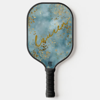 Persoonlijk goudblad op Teal Pickleball Paddle