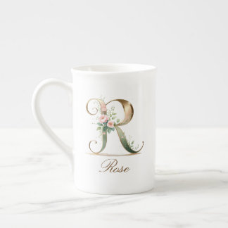 Persoonlijk gouden bloemrijk initiaal R monogram Porselein Kop