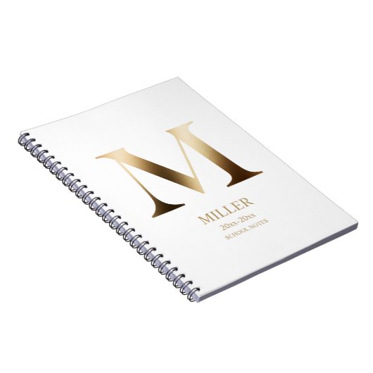 Persoonlijk Gouden Monogram | Wit Notitieboek (Rechterzijde)