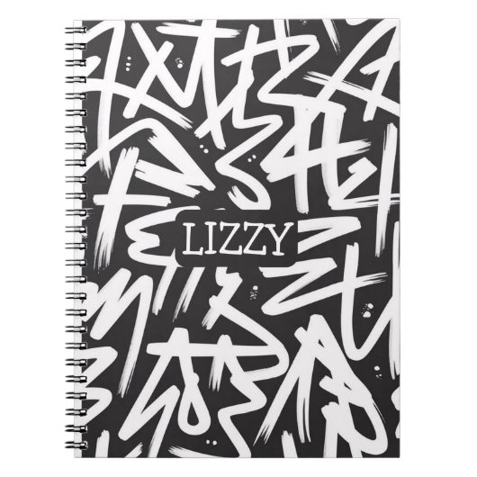 Persoonlijk Graffiti Naam Patroon — Aangepast Sted Notitieboek (Voorkant)