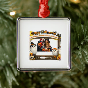 Persoonlijk Grappig Geesten Familie Halloween Foto Metalen Ornament