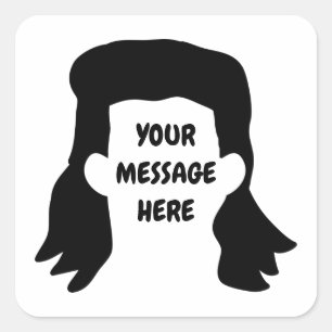 Persoonlijk grappige mullet-illustratiebericht vierkante sticker
