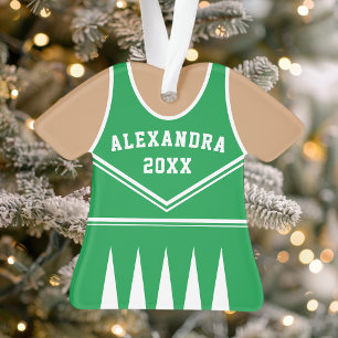 Persoonlijk groen cheerleader-uniform ornament