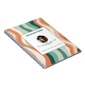 Persoonlijk groen en oranje golfpatroon  notitieboek (Rechterzijde)