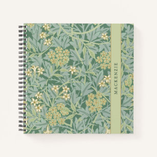 Persoonlijk groen jasmijn bloempatroon notitieboek