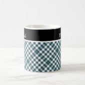 Persoonlijk groen-wit geruit aangepaste naam koffiemok (Center)