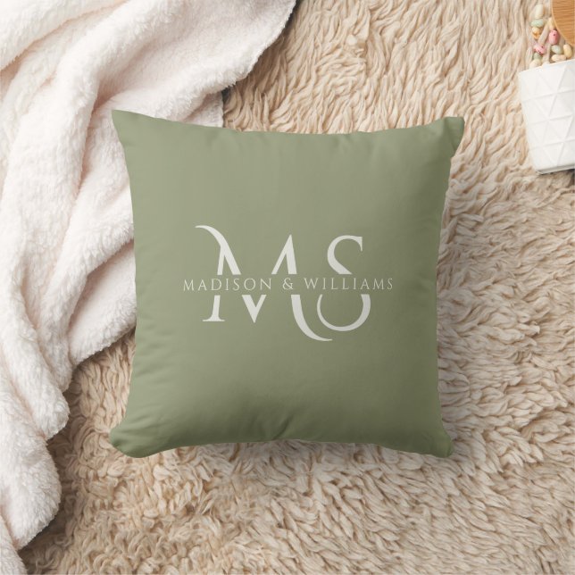 Persoonlijk groen wit monogram initiaal & naam kussen (Deken)