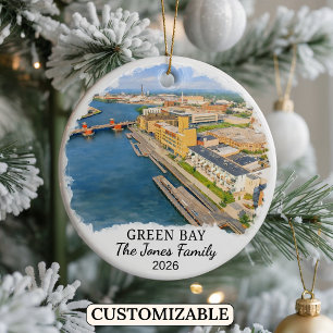 Persoonlijk Groene Baai Ornament, Aangepaste Wisco Keramisch Ornament