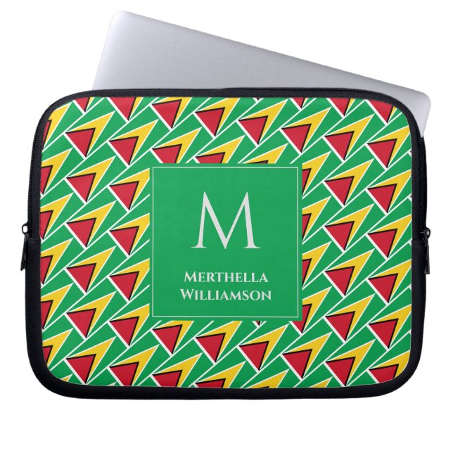 Persoonlijk GUYANA FLAG Monogram Guyanese Laptop Sleeve (Voorkant)