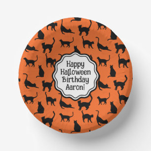 Persoonlijk Halloween-feest Oranje Zwarte Kat Papieren Kommen