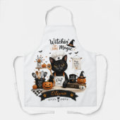 Persoonlijk Halloween Kat Kok Schort Aangepaste Na (Voorkant)