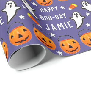 Persoonlijk Halloween-verjaardagsinpakpapier Cadeaupapier
