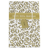 Persoonlijk: Happy 60th Birthday Gold/White (M) Medium Cadeauzakje (Voorkant)