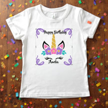 Persoonlijk Happy Birthday Unicorn Meisjes T-Shirt