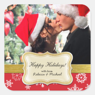 Persoonlijk Happy Holiday Photo Kerst sticker