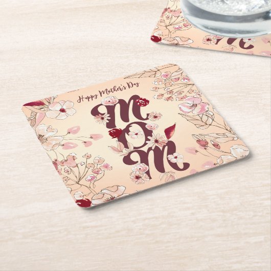 Persoonlijk Happy Moederdag mam Vierkante Kartonnen Onderzetter (Schuin)