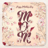 Persoonlijk Happy Moederdag mam Vierkante Kartonnen Onderzetter (Voorkant)