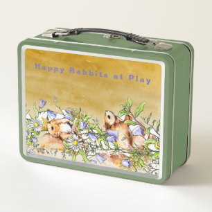 Persoonlijk Happy Rabbits in Play Onder Flowers