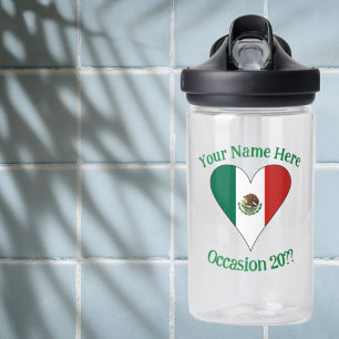 Persoonlijk Hart met Mexicaanse Vlag Waterfles